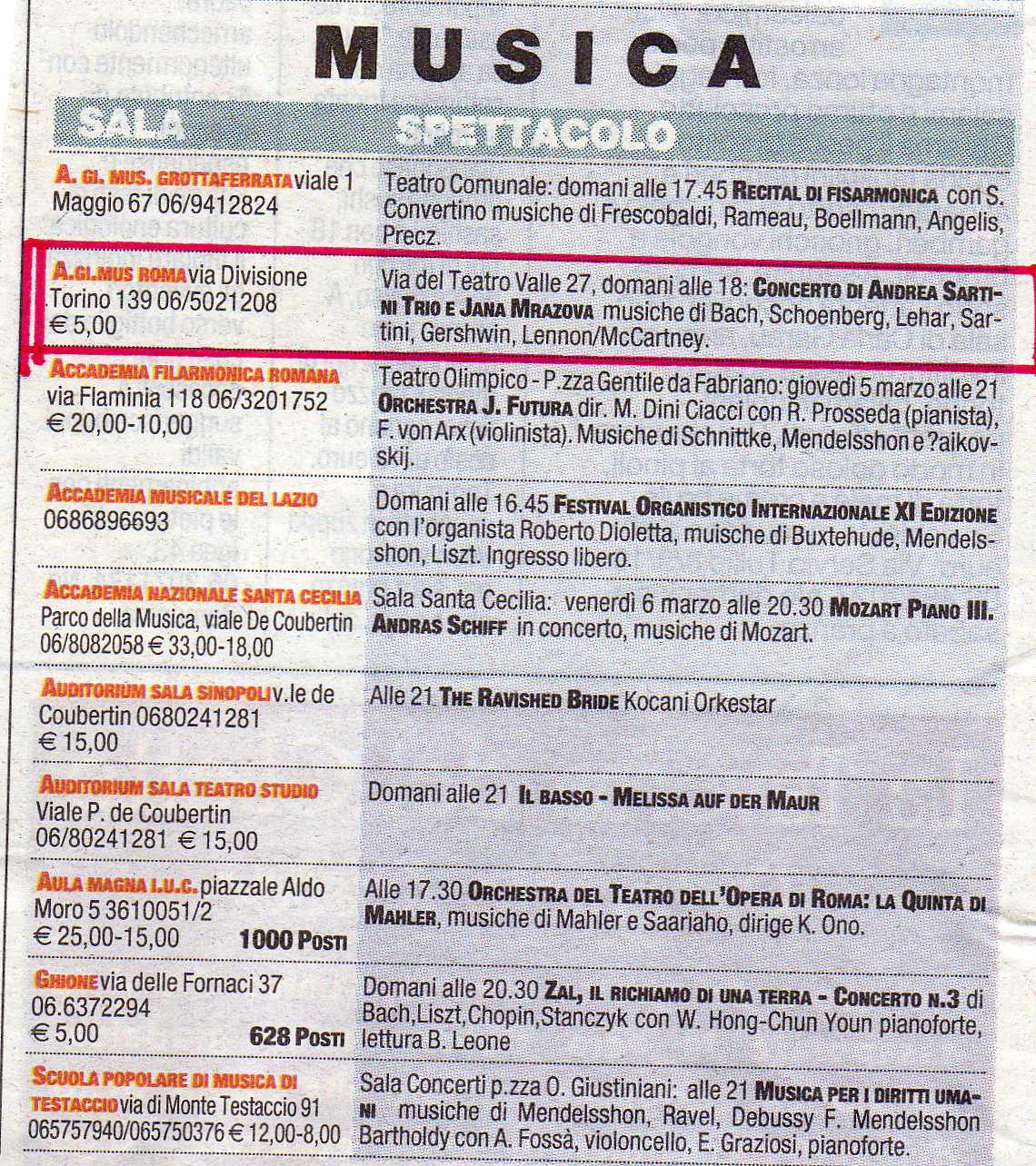 1 marzo 2009